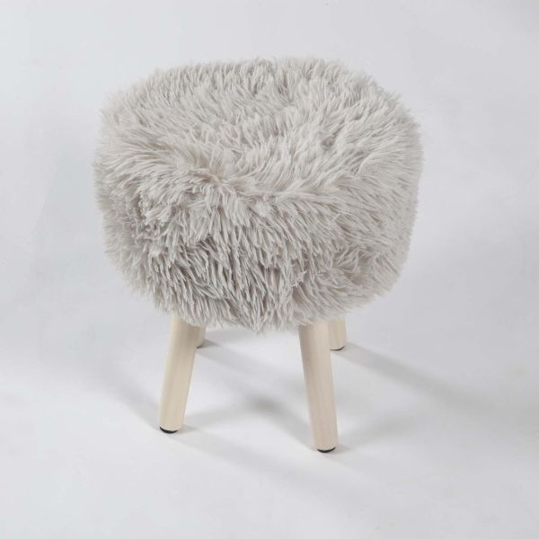 Tabouret bas en polyester pieds en pin Moogli - COT-0821