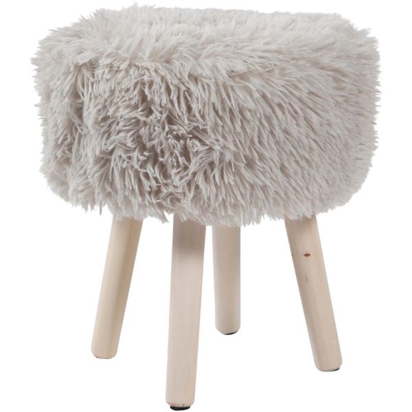 Tabouret bas en polyester pieds en pin Moogli