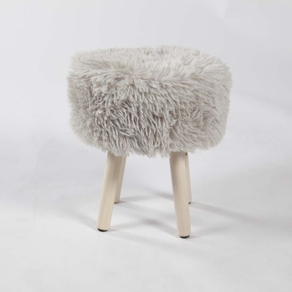 Tabouret bas en polyester pieds en pin Moogli - 