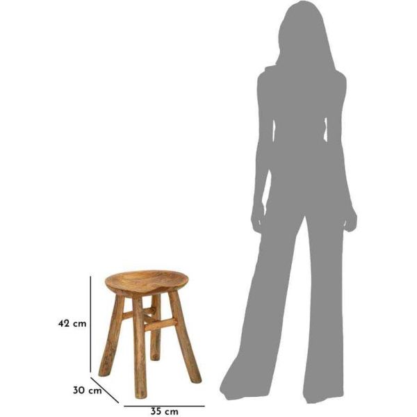 Tabouret bas en teck Sel 35 x 30 x 42 cm - MAU-0438