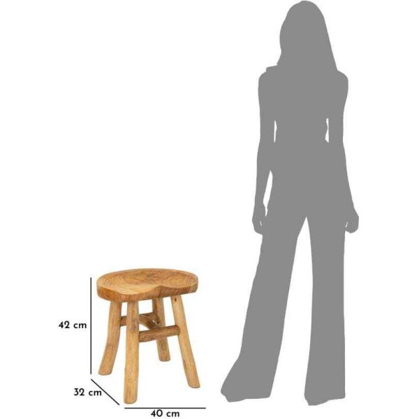 Tabouret bas en teck 40 x 32 x 42 cm - MAU-0437