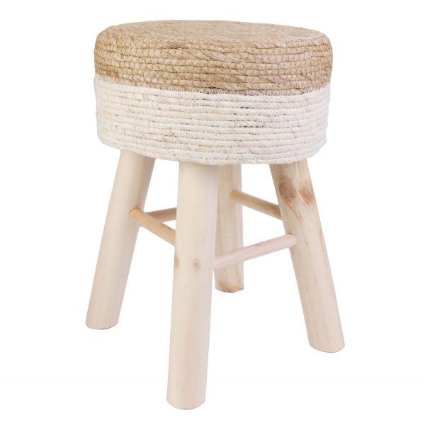 Tabouret en bois assise tressée Nude