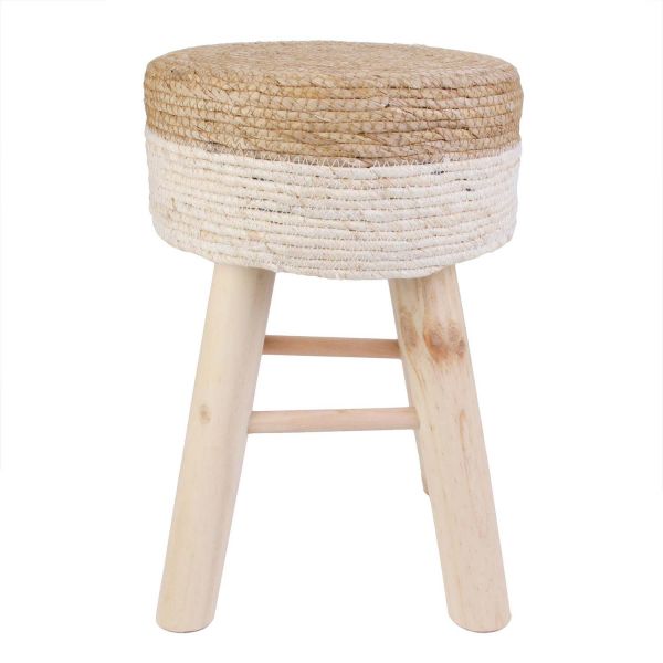 Tabouret en bois assise tressée Nude - CMP-3422