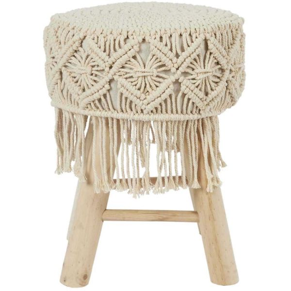 Tabouret en bois et tissu Boho - CMP-5307