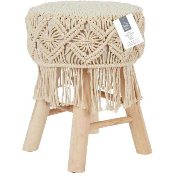 Tabouret en bois et tissu Boho - 32,90
