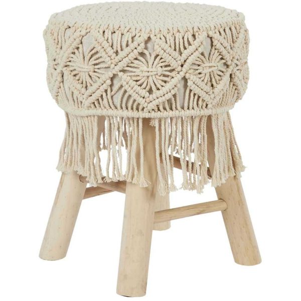 Tabouret en bois et tissu Boho