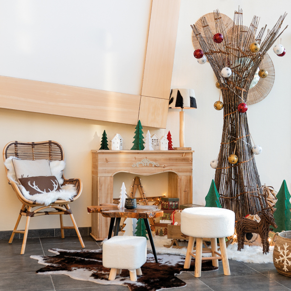 Tabouret carré enfant en coton bouclettes - AUBRY GASPARD
