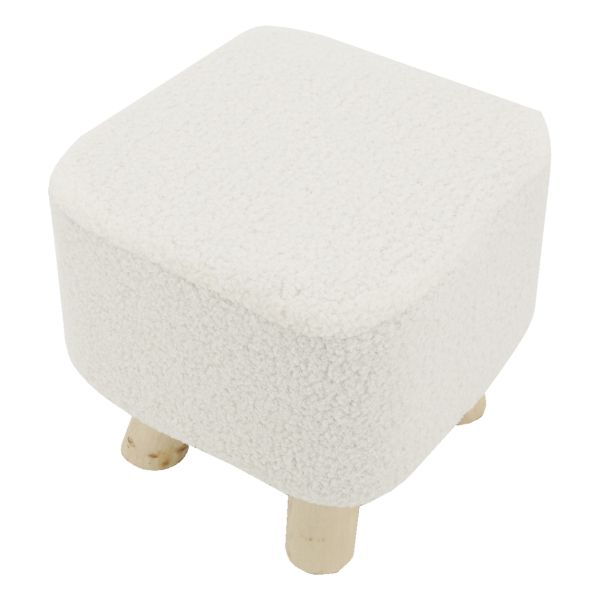 Tabouret carré enfant en coton bouclettes - AUB-6234