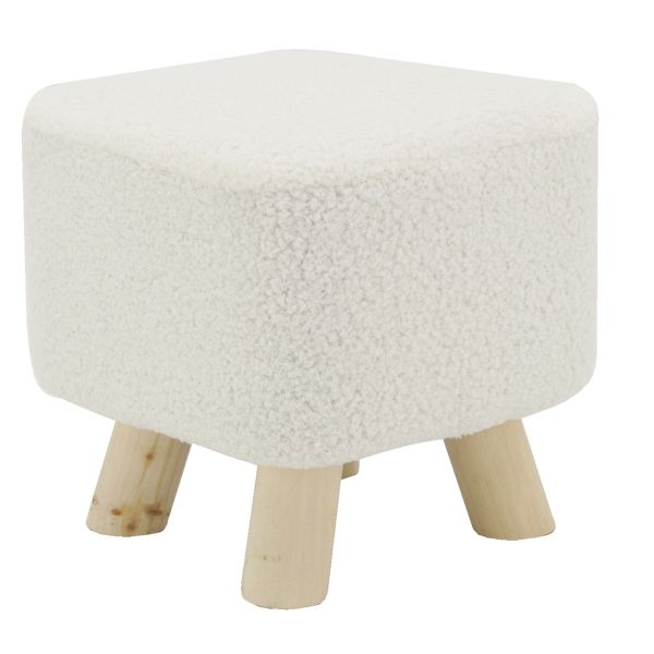 Tabouret carré enfant en coton bouclettes