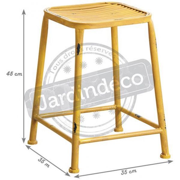 Tabouret carré en métal jaune
 - AUBRY GASPARD