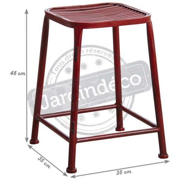 Tabouret carré en métal rouge
 - AUBRY GASPARD