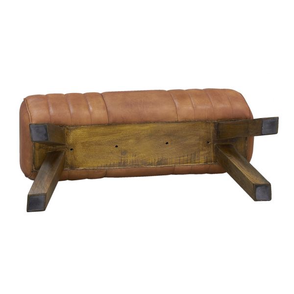 Tabouret en cuir et bois - AUB-5002