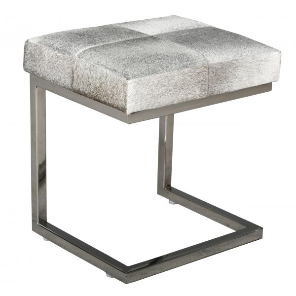 Tabouret design en peau de vache et acier chromé
