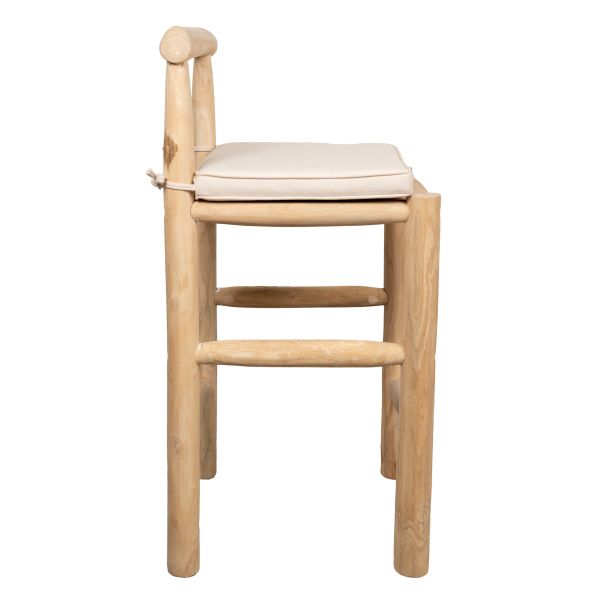 Tabouret haut en branches de teck naturel - 6