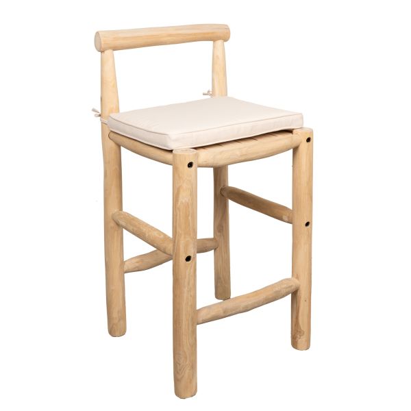 Tabouret haut en branches de teck naturel - AUB-6536