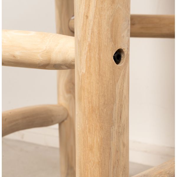 Tabouret haut en branches de teck naturel - 5