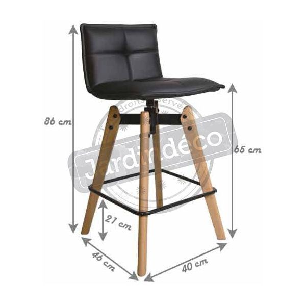 Tabouret haut design avec pieds en chêne - 