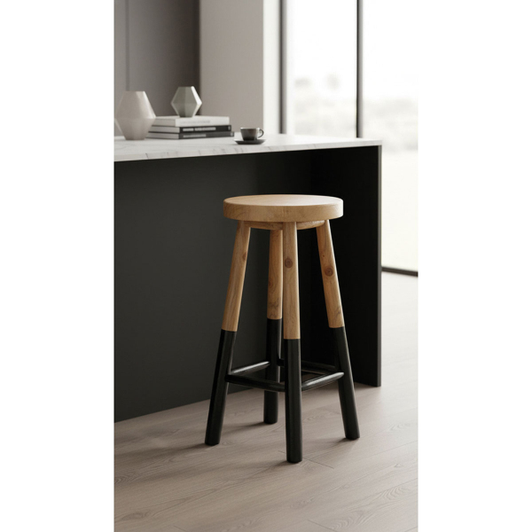 Tabouret haut rond en teck massif Arden - AUBRY GASPARD