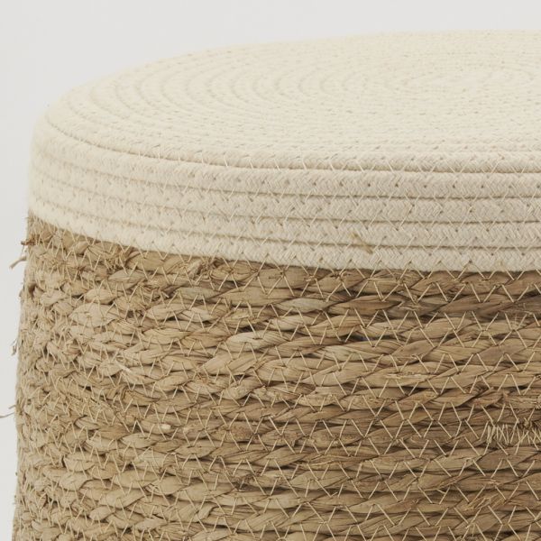 Tabouret en jonc, coton et bois naturel - 24,90