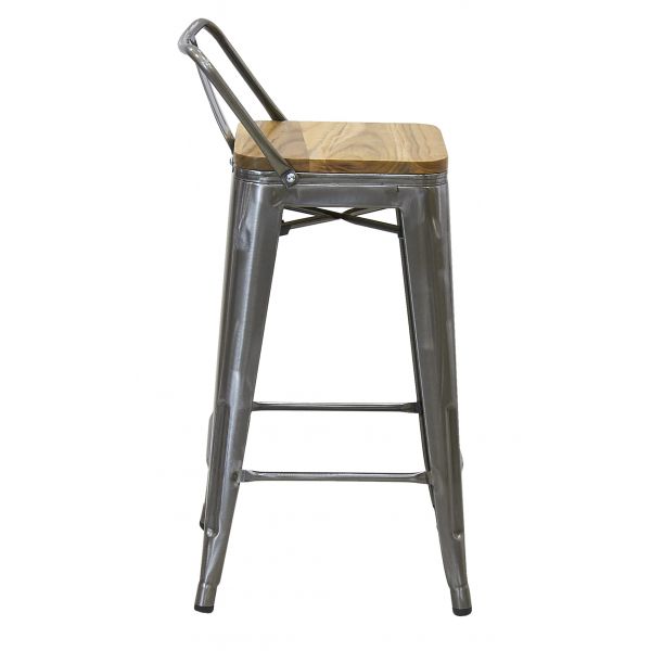 Tabouret en métal et bois d'orme huilé - AUBRY GASPARD