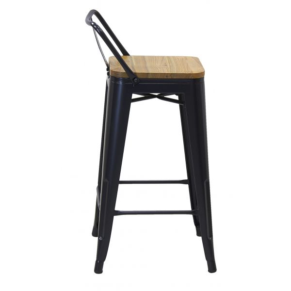 Tabouret en métal et bois d'orme huilé - AUBRY GASPARD