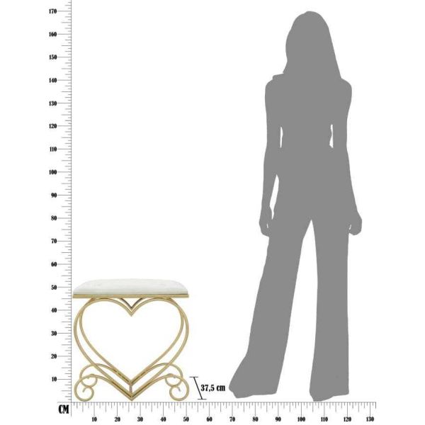 Tabouret en métal doré Heart 50 x 37.5 x 51.5 cm - MAU-0185