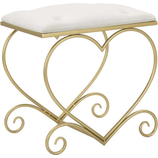 Tabouret en métal doré Heart 50 x 37.5 x 51.5 cm