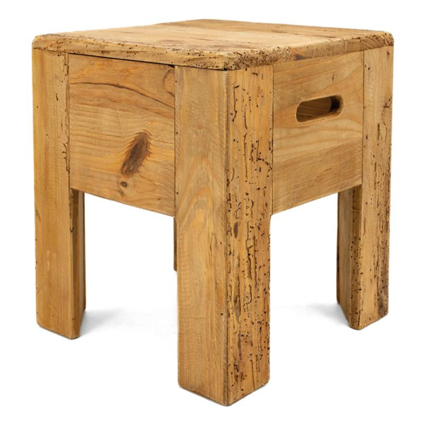 Tabouret carré pin recyclé – REWOOD - AUBRY GASPARD