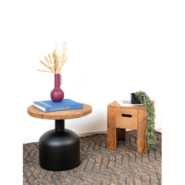 Tabouret carré pin recyclé – REWOOD - 7