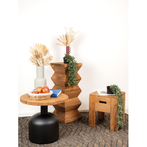 Tabouret carré pin recyclé – REWOOD - 8