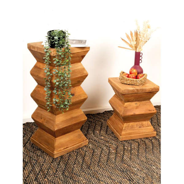 Bout de canapé totem en pin recyclé - REWOOD - 11