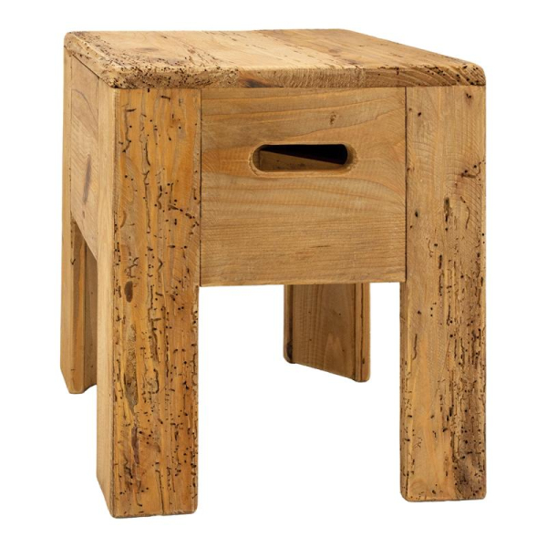Tabouret carré pin recyclé – REWOOD