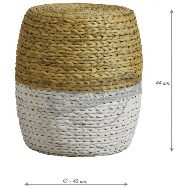 Tabouret rond en jacinthe bicolore - AUBRY GASPARD