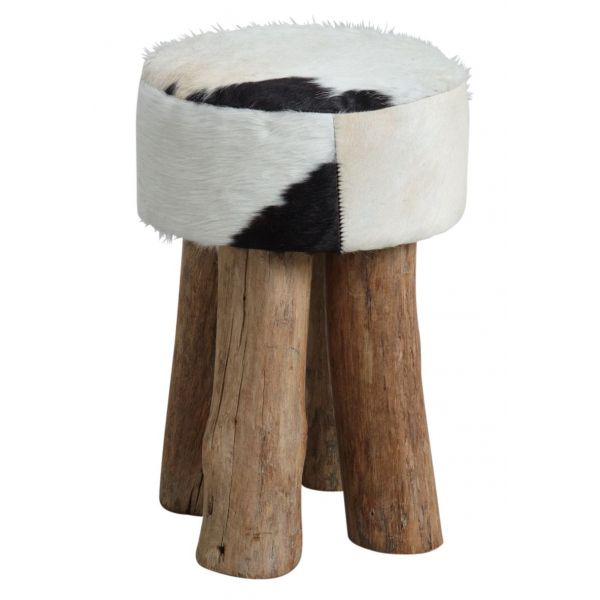 Tabouret rond en peau de vache - AUBRY GASPARD