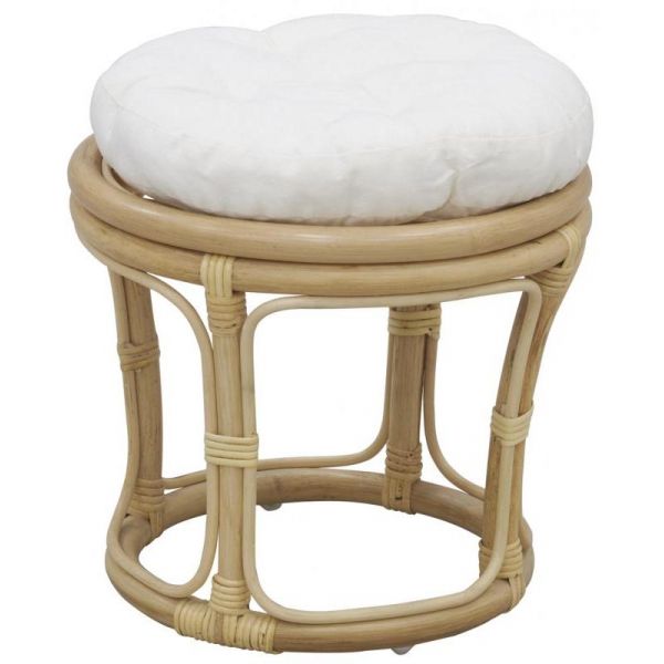 Tabouret en rotin avec coussin Uni