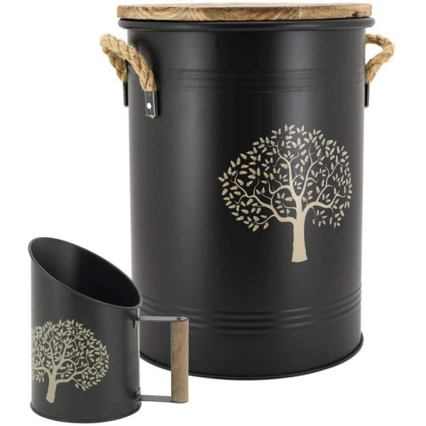 Tabouret et seau à pellets avec pelle Arbre