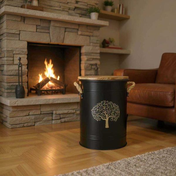 Tabouret et seau à pellets avec pelle Au coin du feu - AUBRY GASPARD