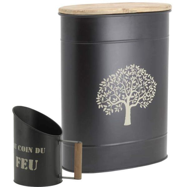 Tabouret et seau à pellets avec pelle Au coin du feu