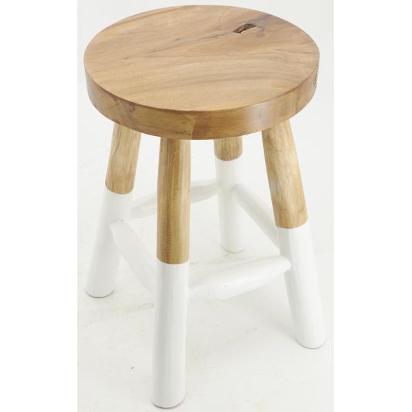 Tabouret rond en teck massif - Arden - AUBRY GASPARD