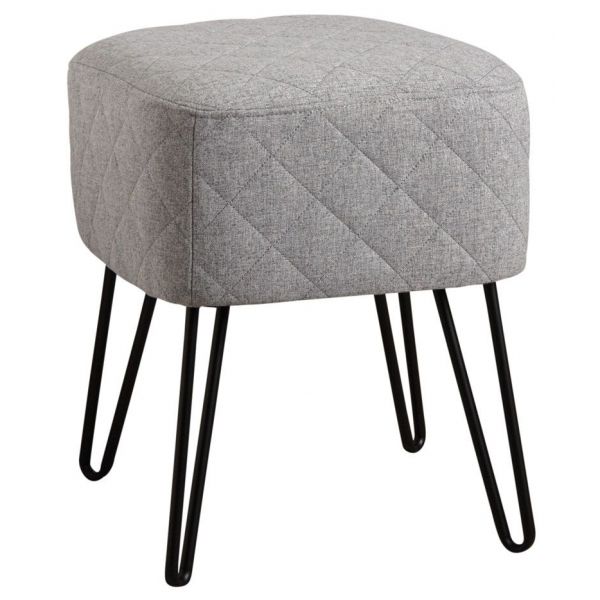 Tabouret en tissu gris Capiton