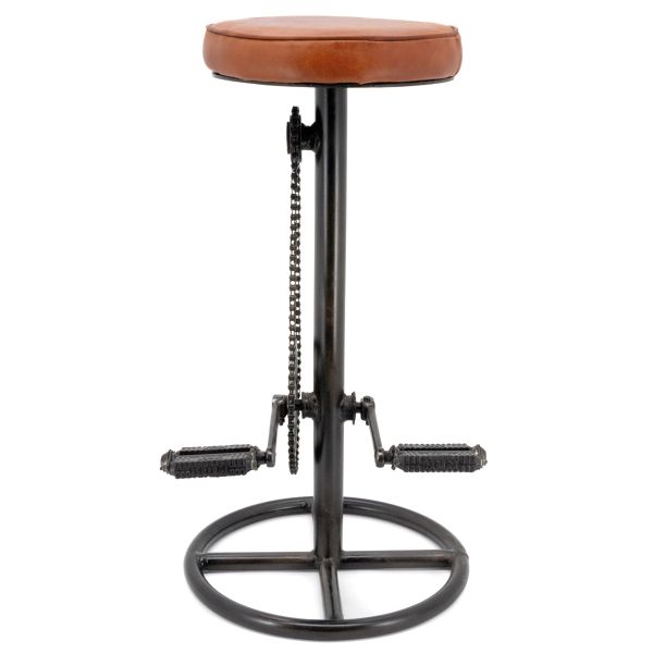 Tabouret vélo vintage en cuir de chèvre - AUBRY GASPARD