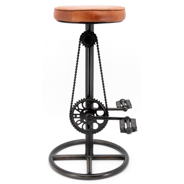Tabouret vélo vintage en cuir de chèvre - 5