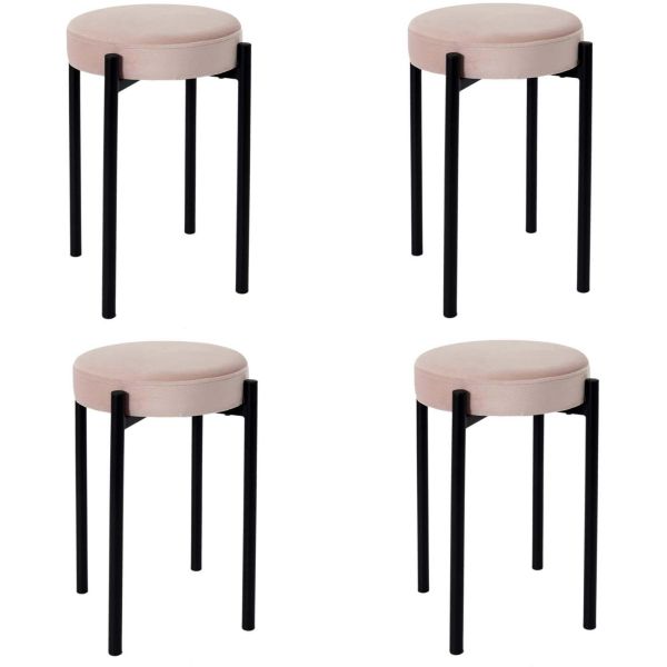 Tabouret en velours empilable Bubble (Lot de 4)