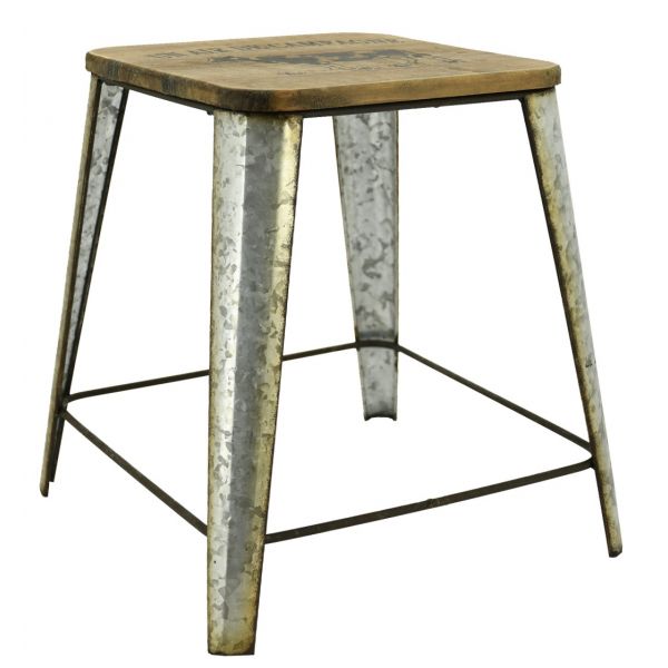 Tabouret en zinc et bois Un air de campagne