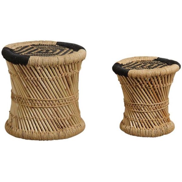 Tabourets en roseau (Lot de 2)