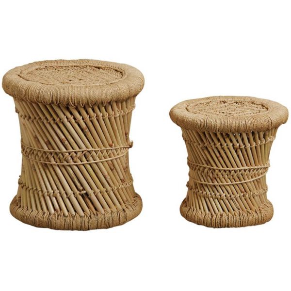 Tabourets en roseau (Lot de 2)