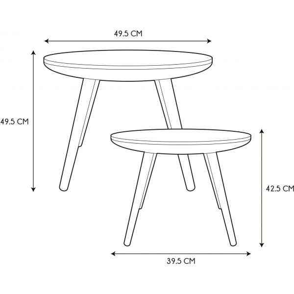 Tables gigognes rondes Relief (Lot de 2) - CMP-3557