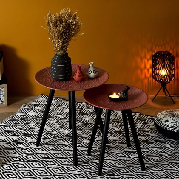 Tables gigognes rondes Relief (Lot de 2) - THE HOME DECO FACTORY