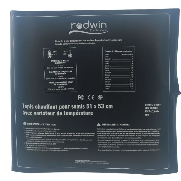 Tapis chauffant 40W avec variateur