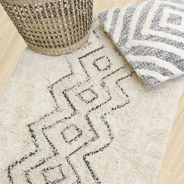 Tapis en coton naturel et noir 60 x 90 cm - AUBRY GASPARD